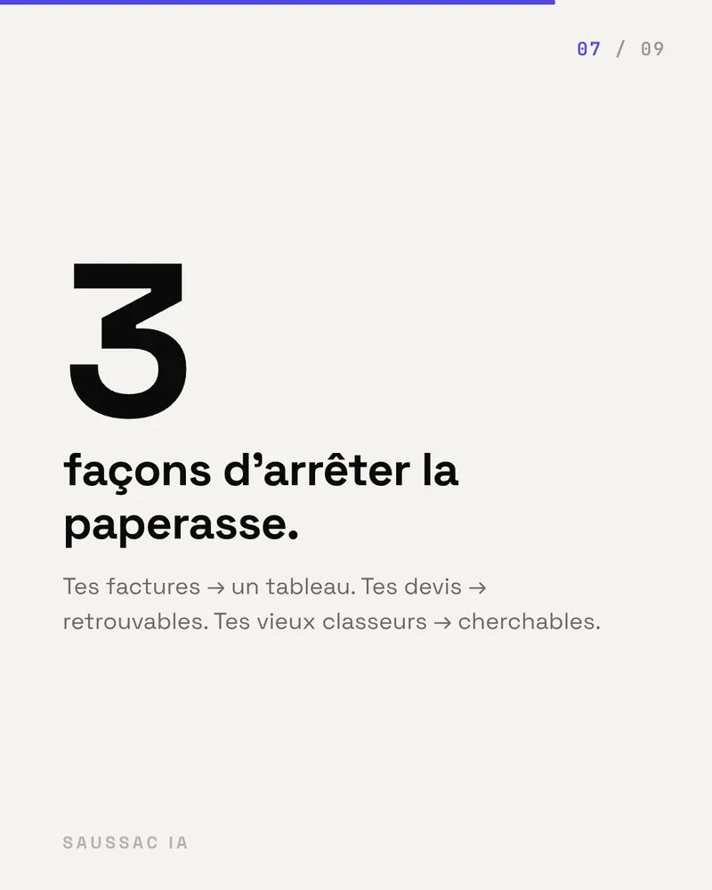 Trois façons d'arrêter la paperasse : factures, devis et vieux classeurs cherchables.