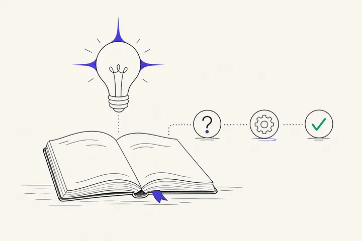 Comprendre l'IA : une ampoule qui s'allume au-dessus d'un carnet — apprendre pas à pas
