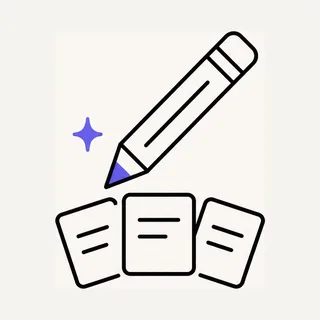 Un crayon et des cartes de publication — le contenu produit par le système