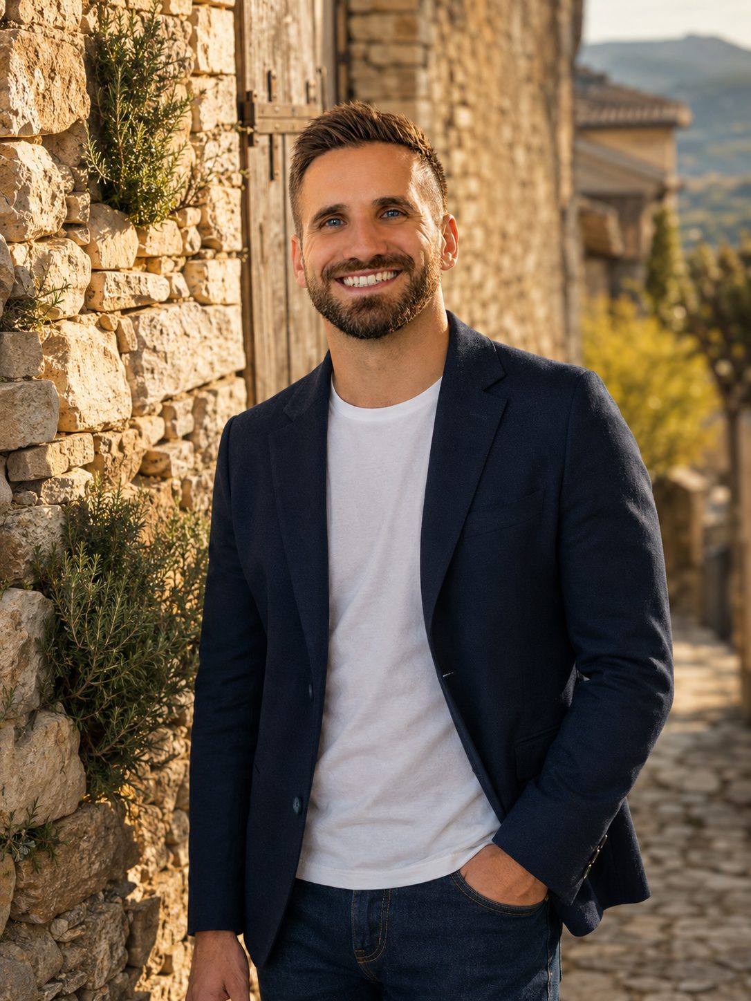 Sébastien Saussac, intégrateur IA pour artisans et TPE, dans un village du Luberon près de Pertuis